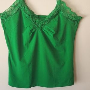 Green Lace Cotton Sweetheart Camisole Tank top Size Large